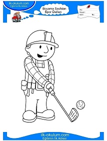 Çocuklar İçin Golf Boyama Sayfaları 